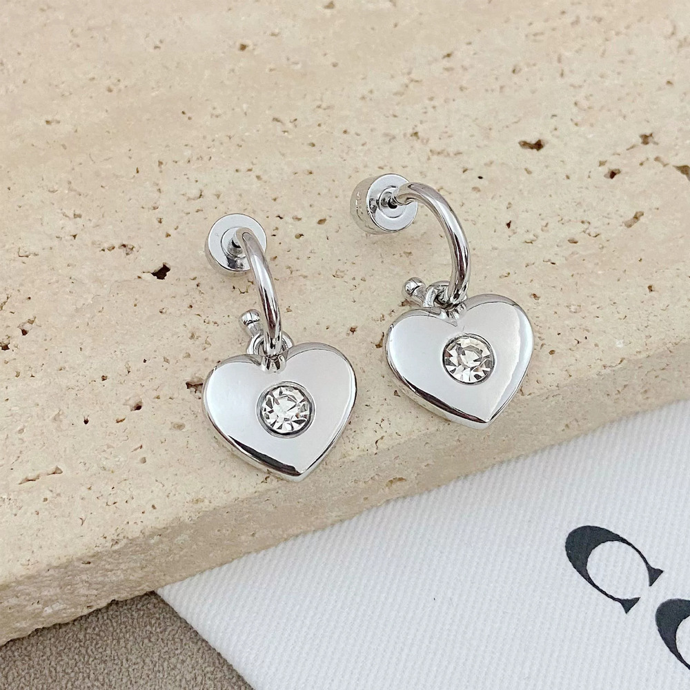 Coach Heart Shape Crystal Rhinestone Earrings - Picture 7 of 7